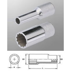 Genius Tools 437814 1/2"-os 12 lapú dugókulcs fej, hosszított kivitel, 14 mm termék fő termékképe
