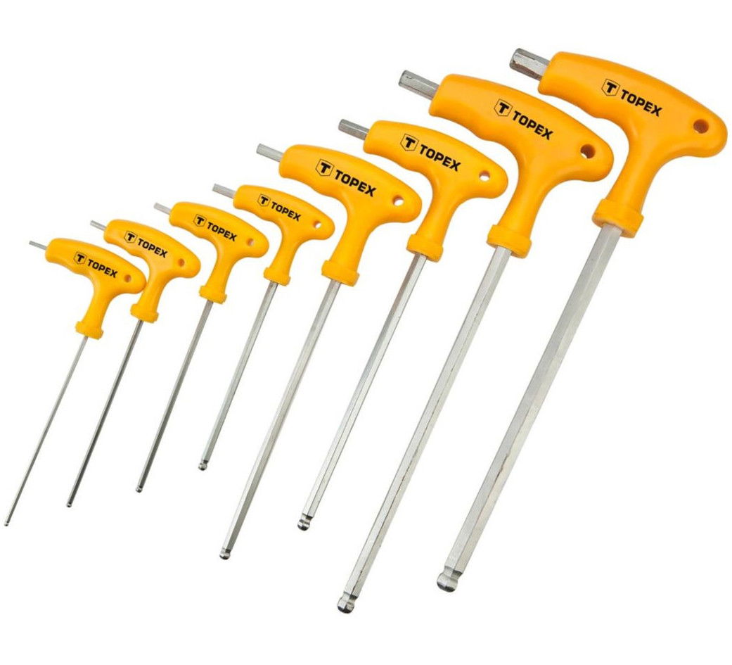 Topex 35D967 T-szárú imbuszkulcs készlet, CrV acél, 8 részes termék fő termékképe