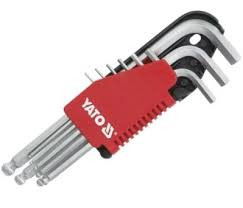 YATO 9 részes imbuszkulcskészlet gömbvégű 1-5-10 mm CrV 6150 termék fő termékképe