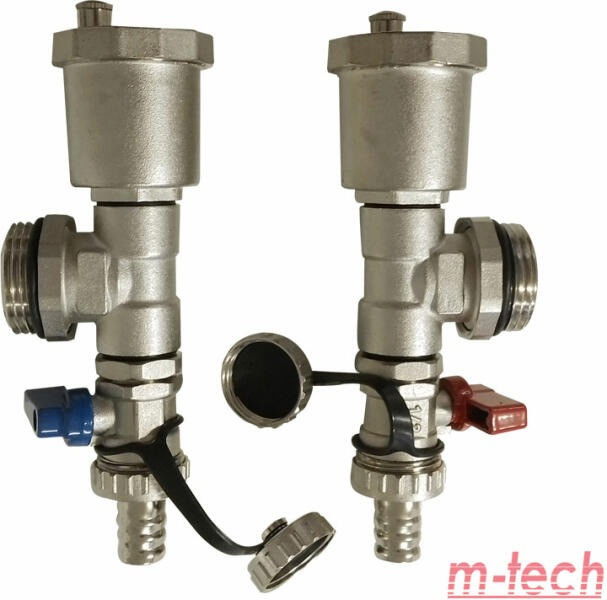 m-tech UniTherm osztóvégelem automata légtelenítővel és töltő-ürítőcsappal, sárgaréz, krómozott, öntömítő 1" termék fő termékképe