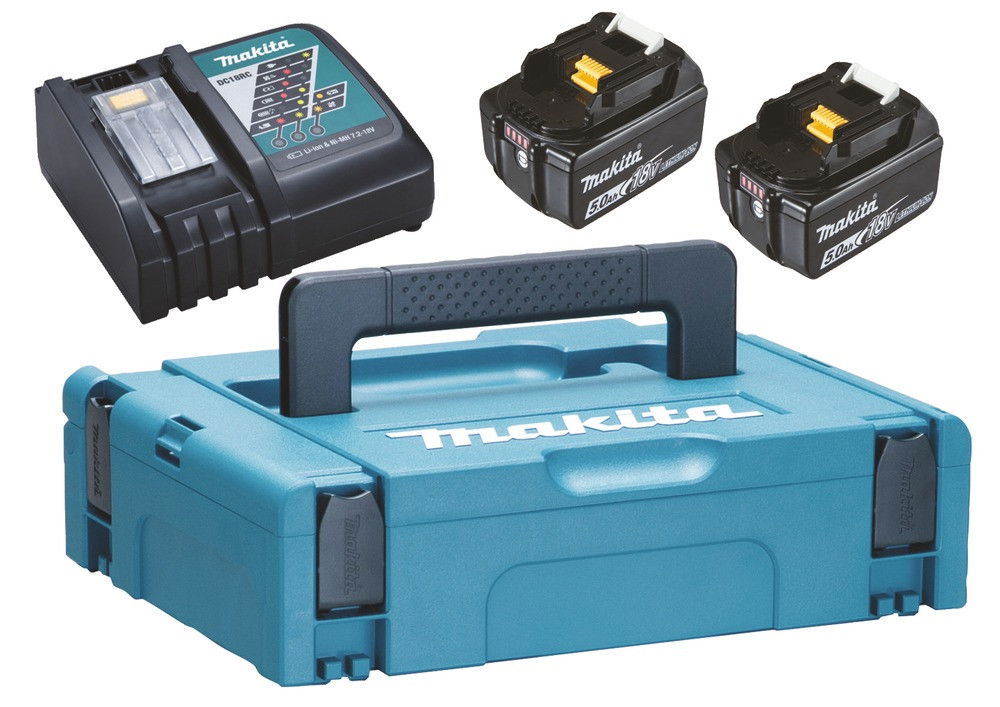 Makita 18V LXT Li-ion 2x 5,0Ah akku + DC18RC töltő készlet + MAKPAC termék fő termékképe