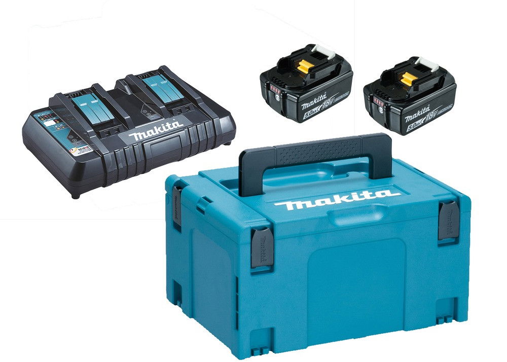 Makita 18V LXT Li-ion 2x 5,0Ah akku + DC18RD duplatöltő klt + MAKPAC termék fő termékképe