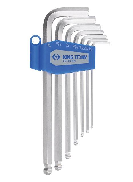 King Tony 7 részes gömbvégű hosszú imbuszkulcskészlet collos termék fő termékképe