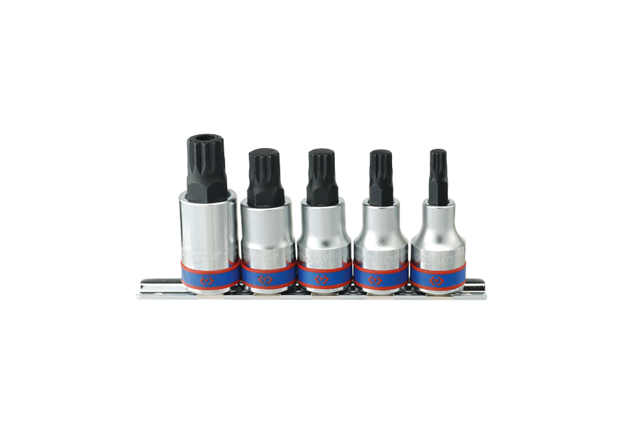 King Tony 5 részes 1/2" spline bitfejkészlet sínen termék fő termékképe