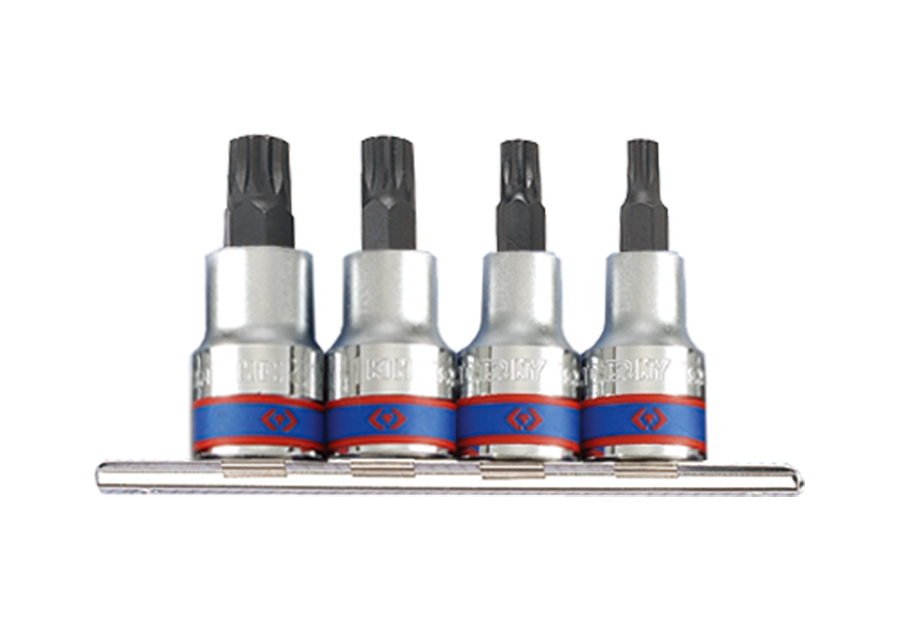 King Tony 4 részes 1/2" spline bitfejkészlet sínen termék fő termékképe