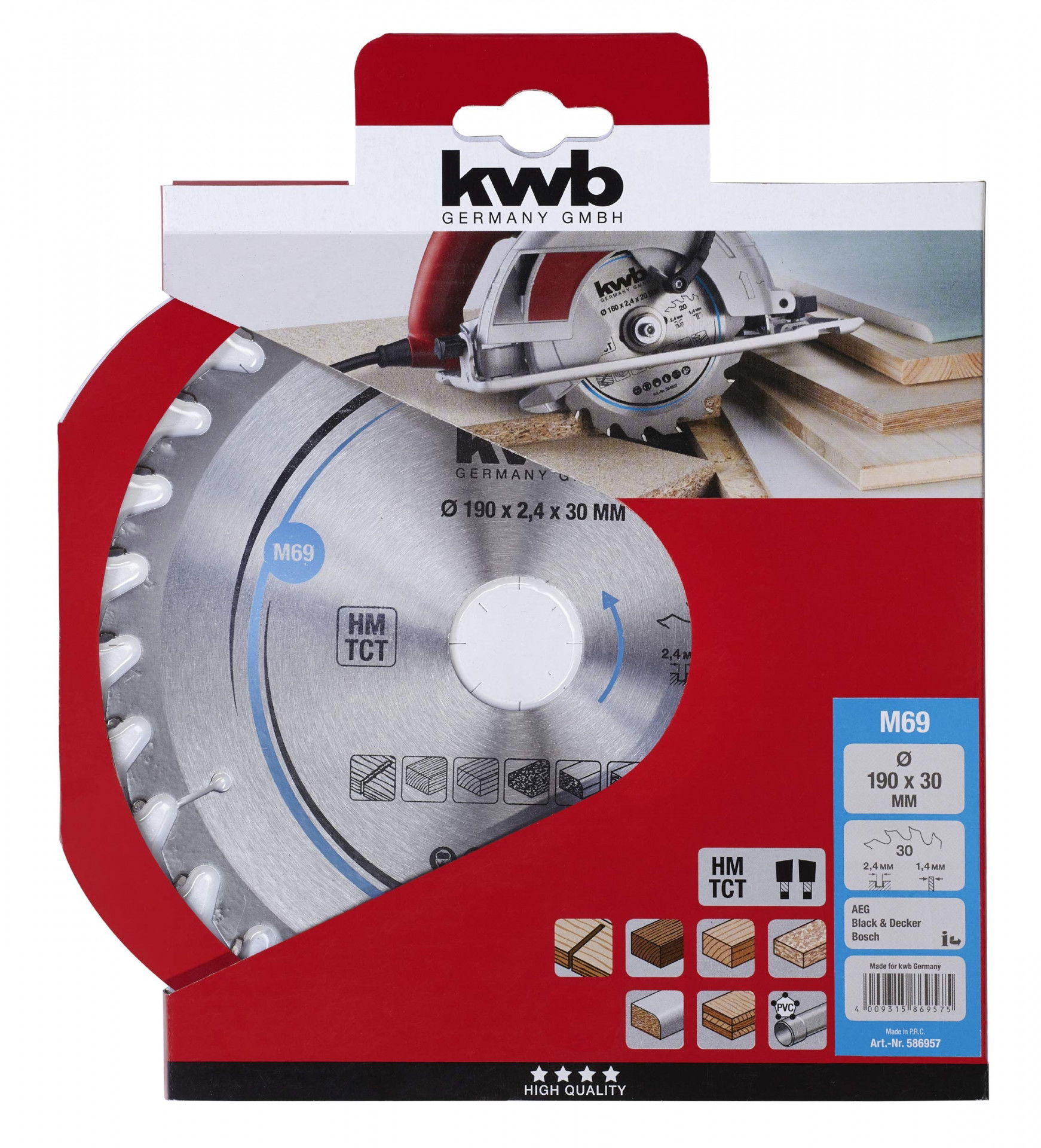 KWB 190*30*30T Körfűrész Tárcsa Fához M69 termék fő termékképe