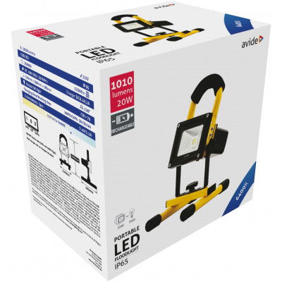Avide Led Reflektor Akkumlátoros 20W CW6400K termék fő termékképe