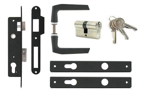 Anbo Portálzár Váltós FEKETE  4 cm + Betét + Kilincs + Cimke 1231 Szett Bliszteres termék fő termékképe