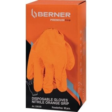 Berner Premium Line Nitril Grip PR Eldobható Kesztyű Jó Tapadás Narancssárga termék fő termékképe