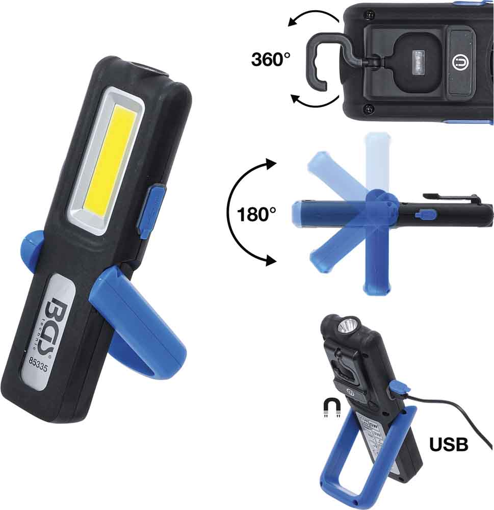 BGS COB - LED Munkalámpa Összecsukható Támasztó 5 W  Mágneses Akasztható USB  360 Lumen termék fő termékképe