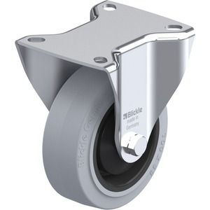Blickle Kerék 100 mm Acéllemez Talpas Fix Középerős Nagy Teherbírású Elasztikus Tömörgumi Szürke Futófelület termék fő termékképe