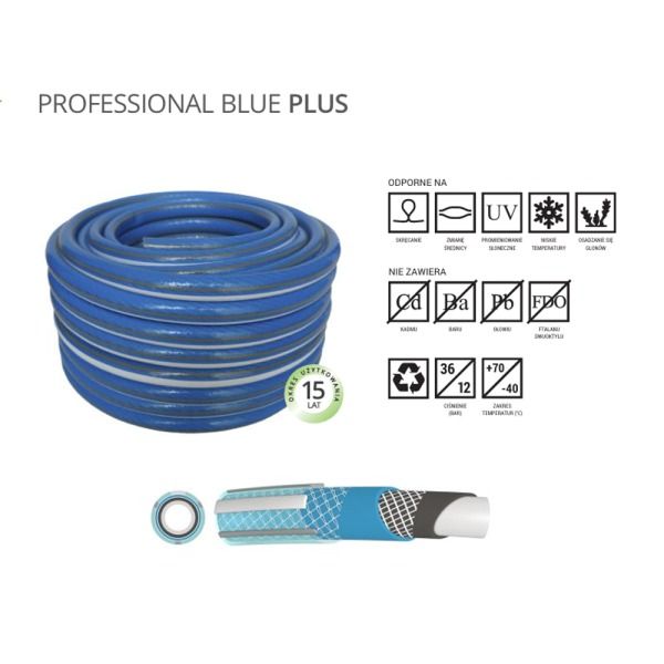 Blue Plus Professional Locsolótömlő Csavarodásmentes Kék 6 Rétegű, 36 barUV, Fagyálló Szövetbetétes termék fő termékképe