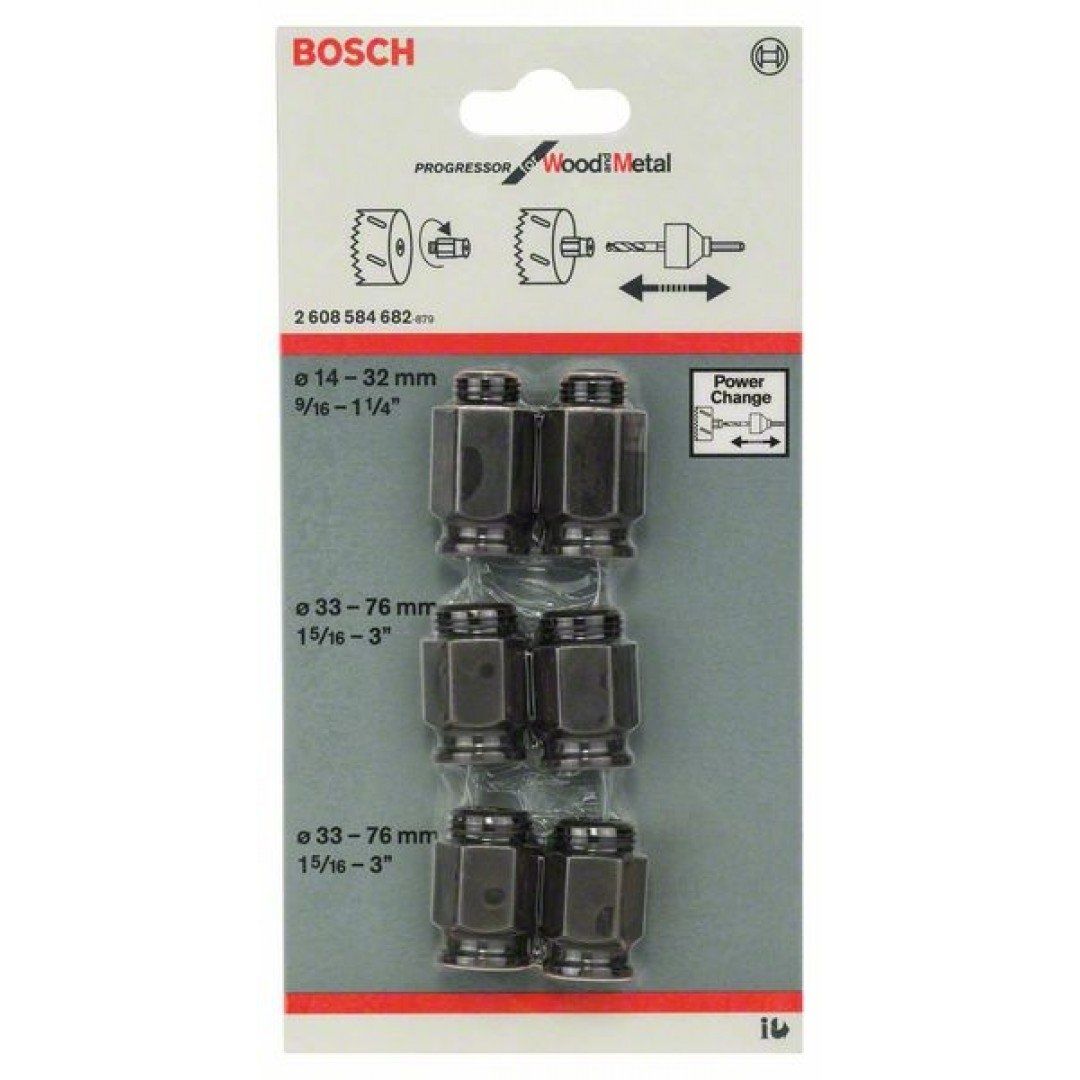 Bosch 6 Részes Átmeneti Adapterkészlet SDS Plus 2 db  14-32 mm  (14-30 mm), 4 db 33-76 mm (32-210 mm) termék fő termékképe