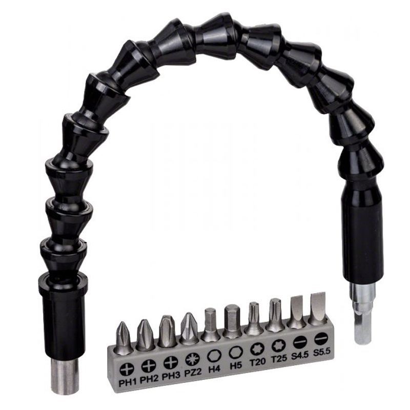 Bosch Műanyag Flexibilis Toldószár Bitekhez 1/4"  300 mm Mágneses + Bitek  11 Részes termék fő termékképe