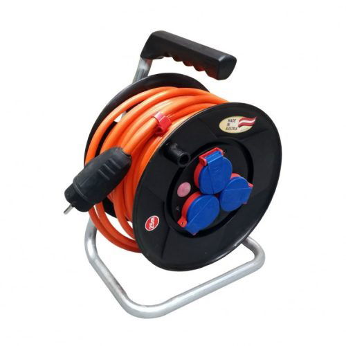 Brennenstuhl BAT ST Kábetekercs Műanyag Dob 3 Védő Érintkező Aljzat 240  230V/16A, 25 m AT-N07V3V3-F 3G1,5 Narancssárga IP44 Kültéri termék fő termékképe