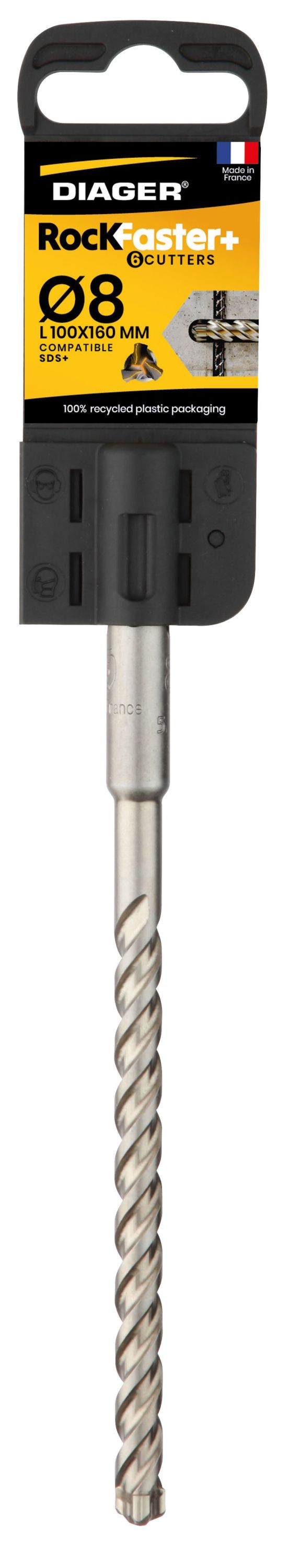Diager RockFaster Keményfémlapkás Kőzetfúró SDS Plus 3-6 Vágóéllel Tégla, Vasbeton, Kő termék fő termékképe
