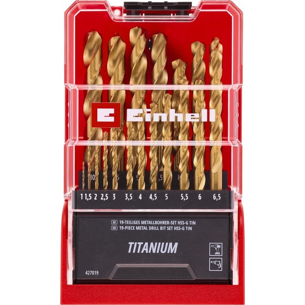 Einhell Fém Csigafúró Készlet HSS-G  Titán 1-6,5 mm Műanyag Dobozban termék fő termékképe