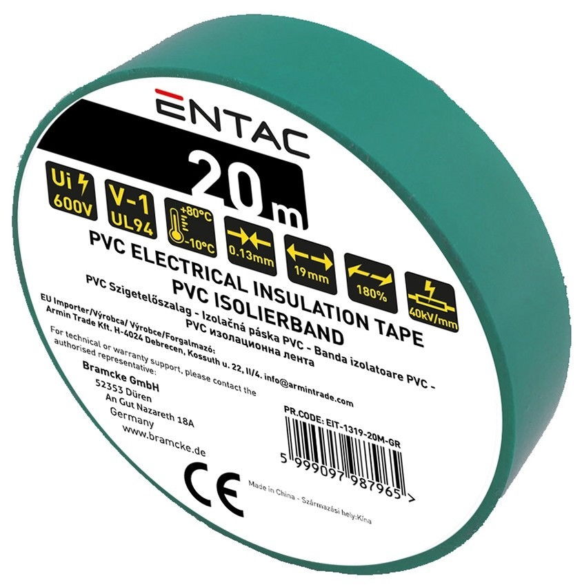 Entac Szigetelőszalag 0,13*19 mm 20 m Zöld termék fő termékképe