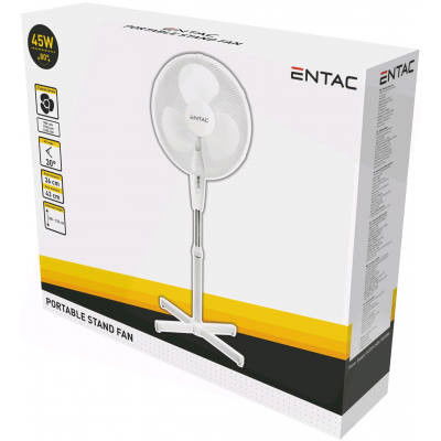 Entac Hordozható Álló Ventilátor 45W Fehér termék fő termékképe