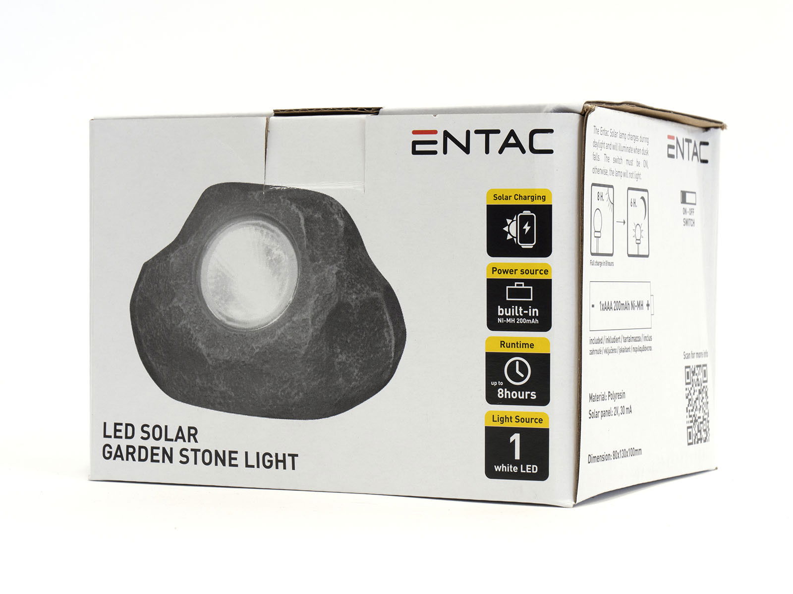 Entac Kerti Szolár Lámpa Kő 14 cm Műanyag 1 LED termék fő termékképe