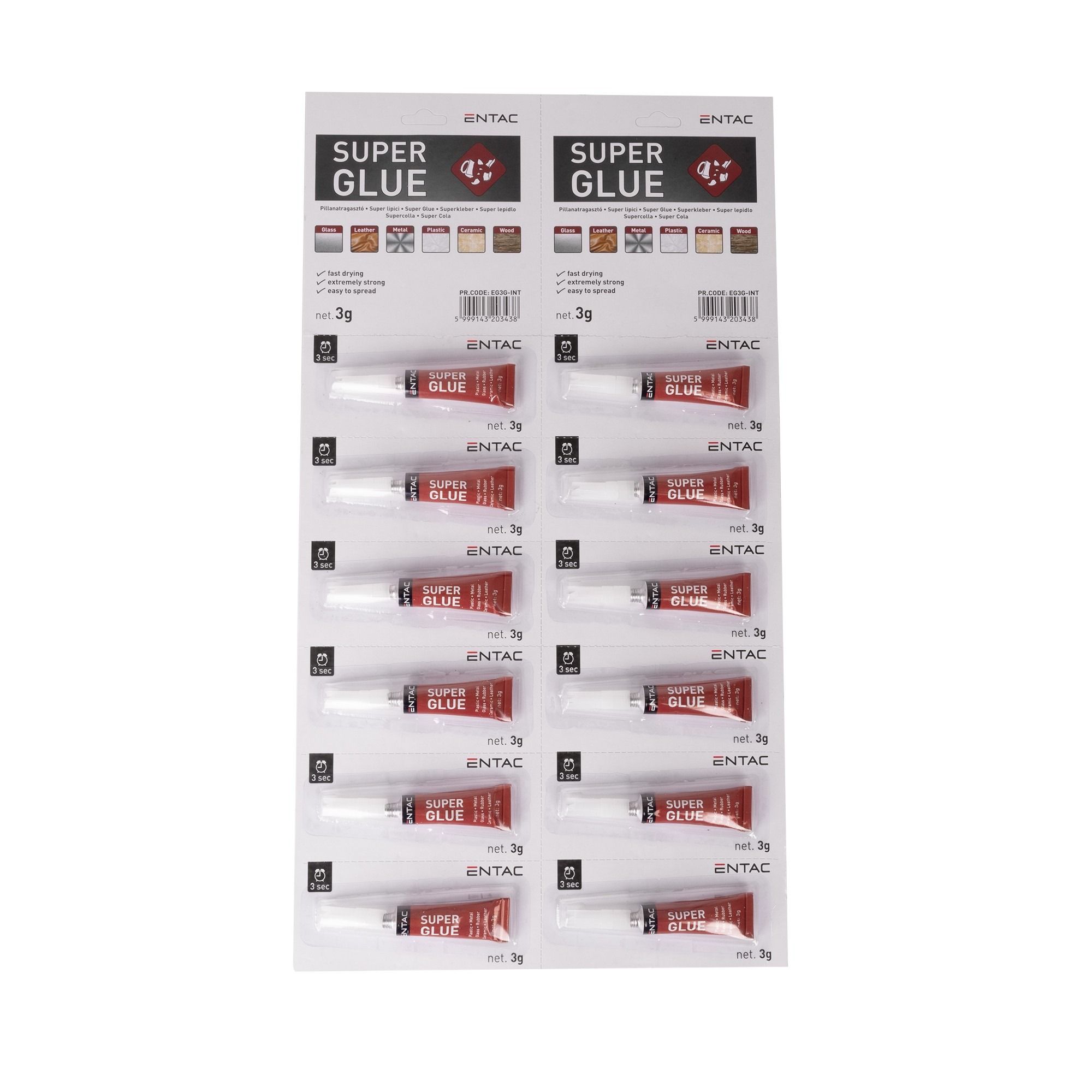 Entac Superglue Pillanatragasztó 3 g 3 sec termék fő termékképe