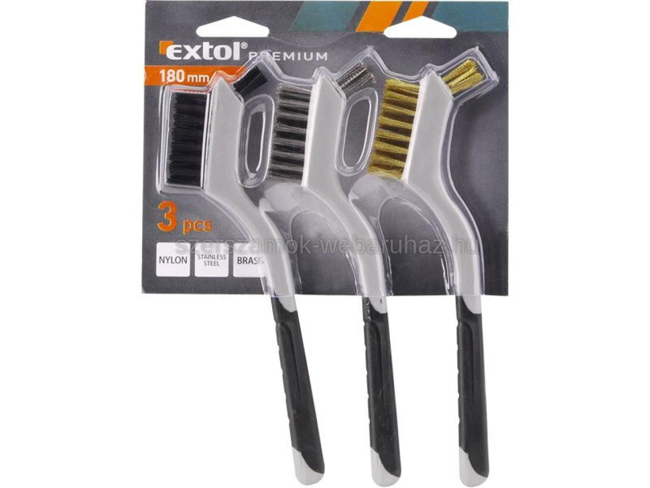 EXTOL PREMIUM Kefe Készlet 180mm 3 részes Nylon Réz Rozsdamentes Acél termék fő termékképe