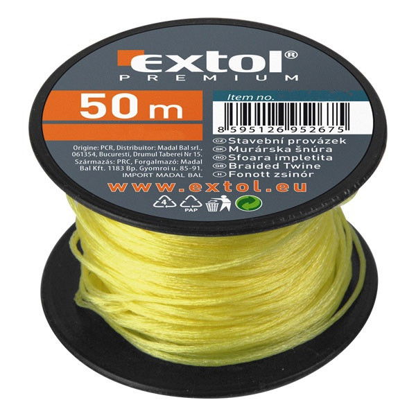 EXTOL Kőműves Zsinór Sodort PE 1,7 mm * 50 m  Sárga termék fő termékképe