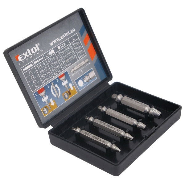 Extol Törtcsavar Kiszedő Készlet 4 db-os M5-M14 HSS termék fő termékképe