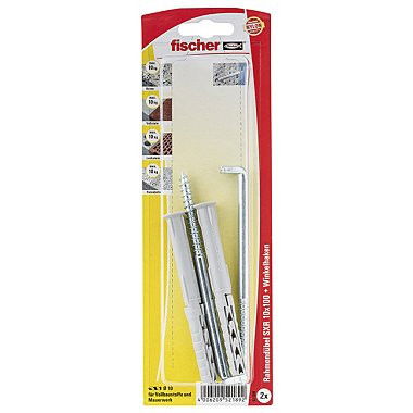 Fischer S10 RWK SXR Nylon Rögzítődübel + Vinklikampó Famenetes termék fő termékképe