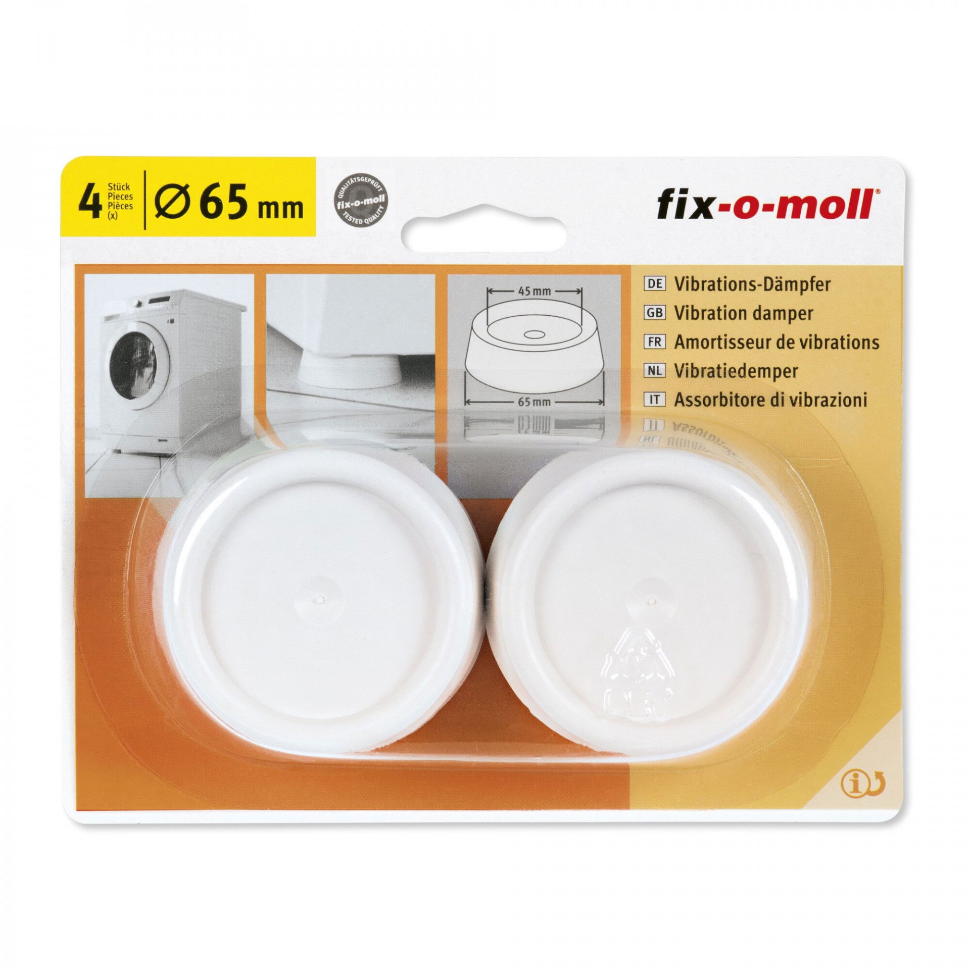 fix-o-moll Rezgés Csillapító Mosó És Szárítógéphez 4db, Fehér, 65 mm termék fő termékképe