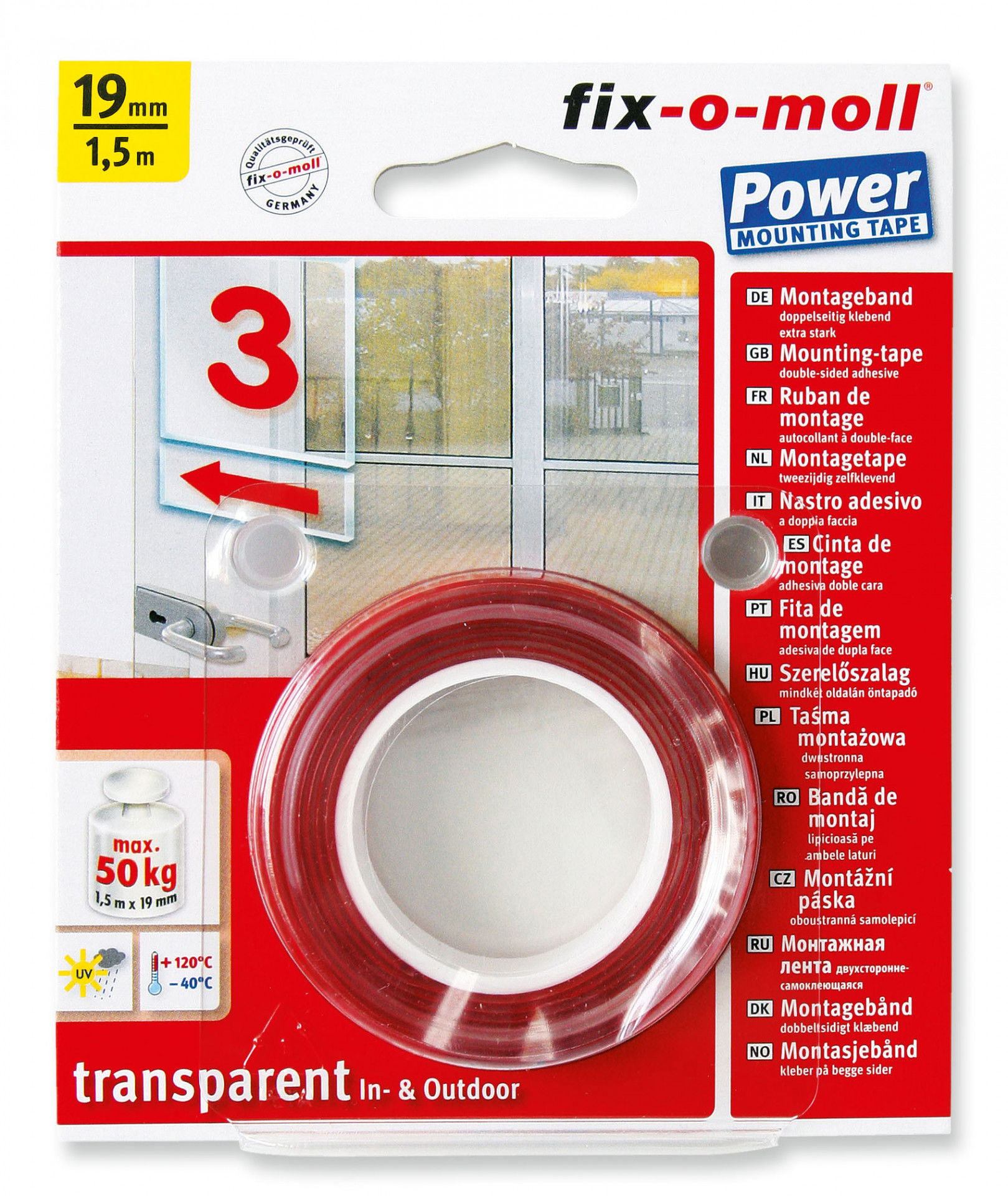 Kétoldalú Akril Ragasztószalag, Színtelen, 1,5m*19mm Technikai Ragasztó termék fő termékképe