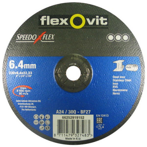 speedoflex Flexovit Speedoflex Tisztítókorong 230*6,4*22,2 mm  BF27 Fém - Inox termék fő termékképe