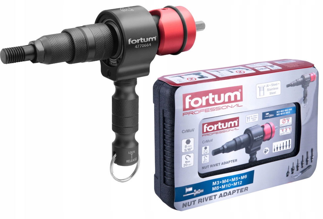 Fortum Szegecsanya Behúzó Készlet Fúrógéphez M3-M12 POP-NUT CrV termék fő termékképe