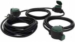 GAO GAO-DÜWI Földelt lengő hosszabbító csapfedeles, "Supraflex" 10m, 3x1.5, 3dugaljjal fekete-zöld IP44; 250V, 16A termék fő termékképe