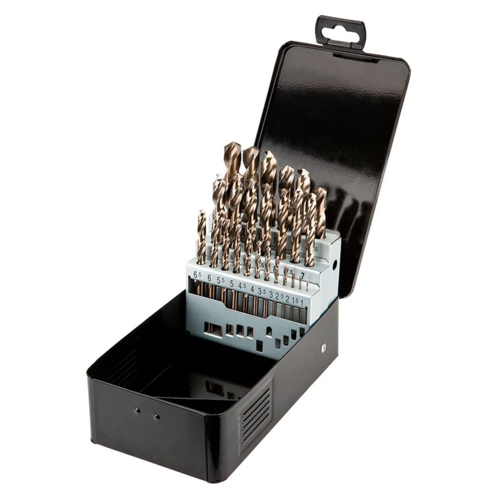 GRAPHITE HSS Co 5% Csigafúró Készlet 1-13 mm 25 Részes Fém Dobozban termék fő termékképe