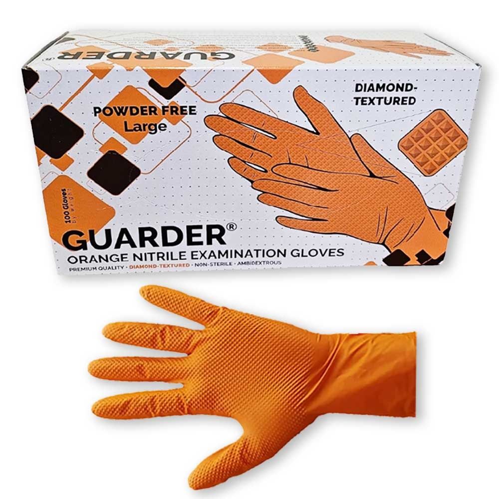Guarder Orange Diamond Prémium Nitril Erősített Egyszer Használatos Gumikesztyű Púdermentes Érdesített termék fő termékképe