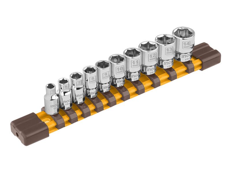Ingco Dugókulcs Készlet 10 Részes 1/4" 5-14 mm CrV Műanyag Szerszámtartó Sín termék fő termékképe