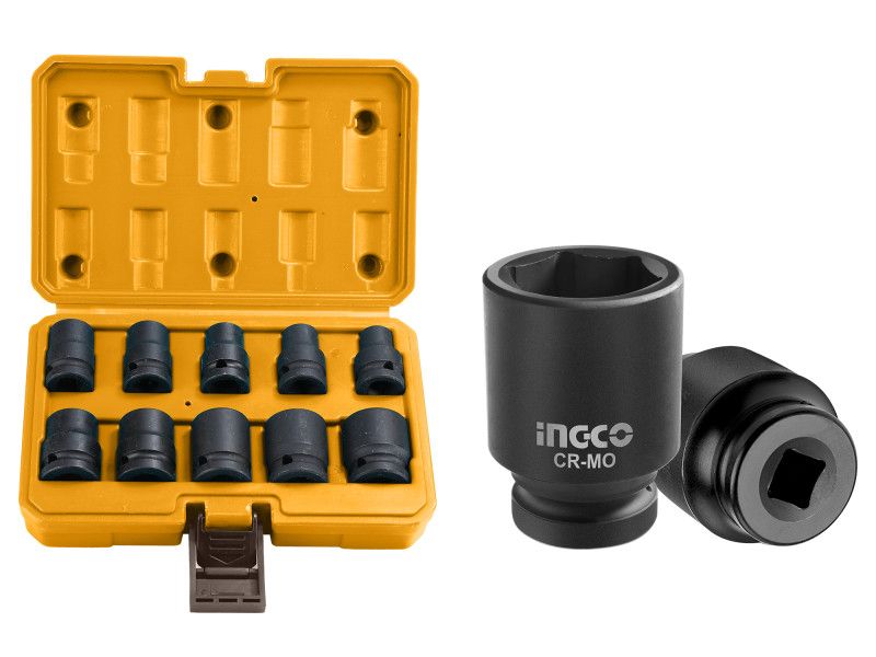 Ingco Gépi Dugókulcs Készlet 10 Részes 1/2" 10-24 mm CrMo Műanyag Dobozban termék fő termékképe