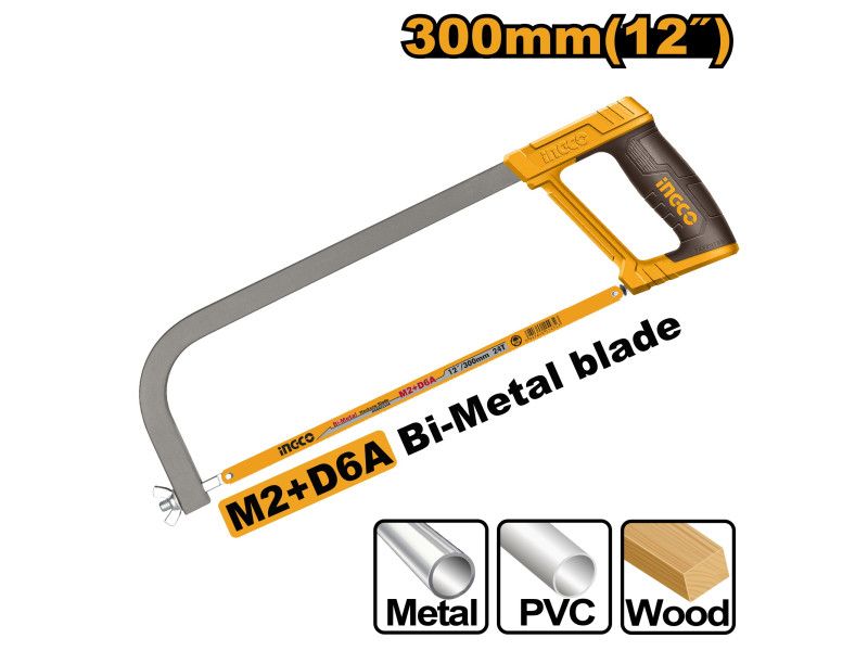 Ingco Fémfűrész Keret 300 mm Bimetál Lappal Fém, PVC, Fa termék fő termékképe