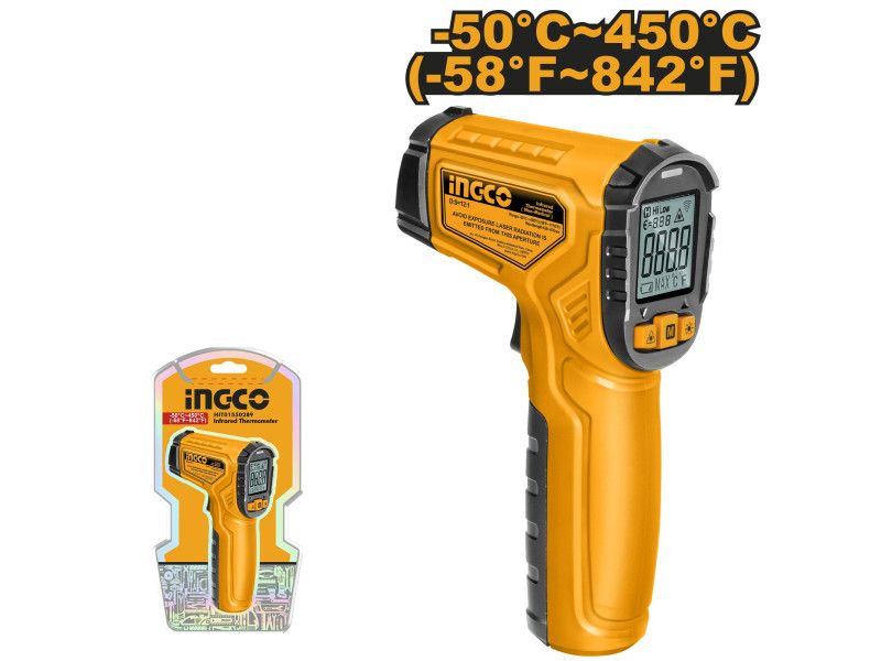 Ingco Lézeres Hőmérő, -50°C + 450°C  2db AAA Elem termék fő termékképe