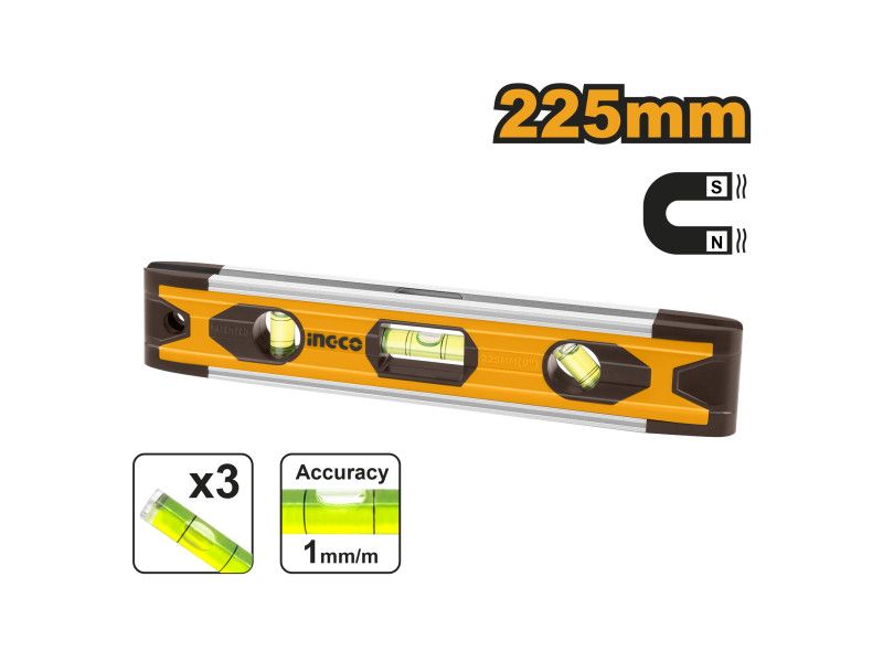 Ingco Mini Vízmérték 225 mm 3 Libella Mágneses termék fő termékképe