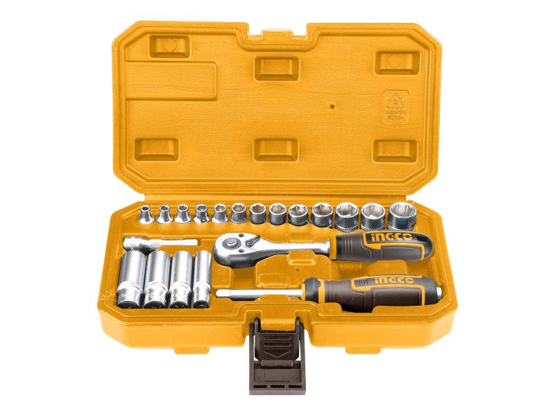 Ingco Dugókulcs Készlet 1/4" Racsnis, 20 Részes  4-14 mm Műanyag Kofferben termék fő termékképe