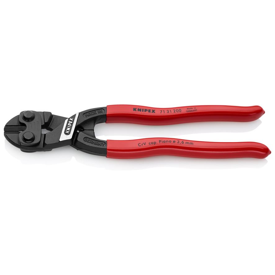 KNIPEX CoBolt® S Kompakt Csapszeg-Vágók Horonnyal a Vágóélben  200 mm 3,6-6,0 mm Hajlított Fej 20° Rugóval termék fő termékképe