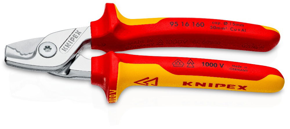 Knipex Szigetelt Kábelvágó Olló 2 K Nyél 1000V  160 mm d=15/50 mm2 termék fő termékképe