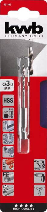 KWB HSS - Drill Fémcsiga Fúró Bit Befogású 1/4" termék fő termékképe