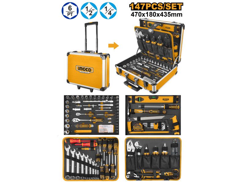 INGCO Szerszámkészlet 147 részes görgős kofferban termék fő termékképe