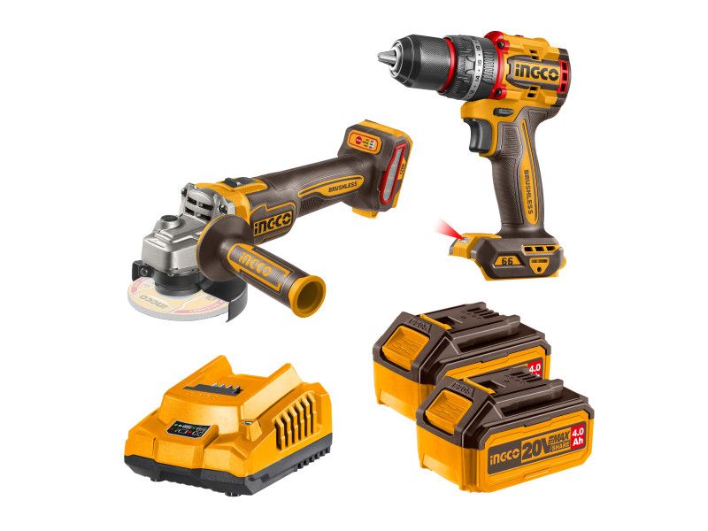 INGCO Akkus erőcsomag 20 V Ütvefúró-csavarozó 66 Nm+Sarokcsiszoló 125 mm (2 db akku + töltő) termék fő termékképe