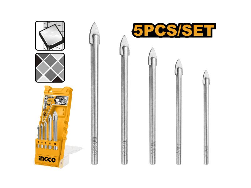 INGCO Üveg és csempefúrószár készlet 5 részes 4-10 mm termék fő termékképe