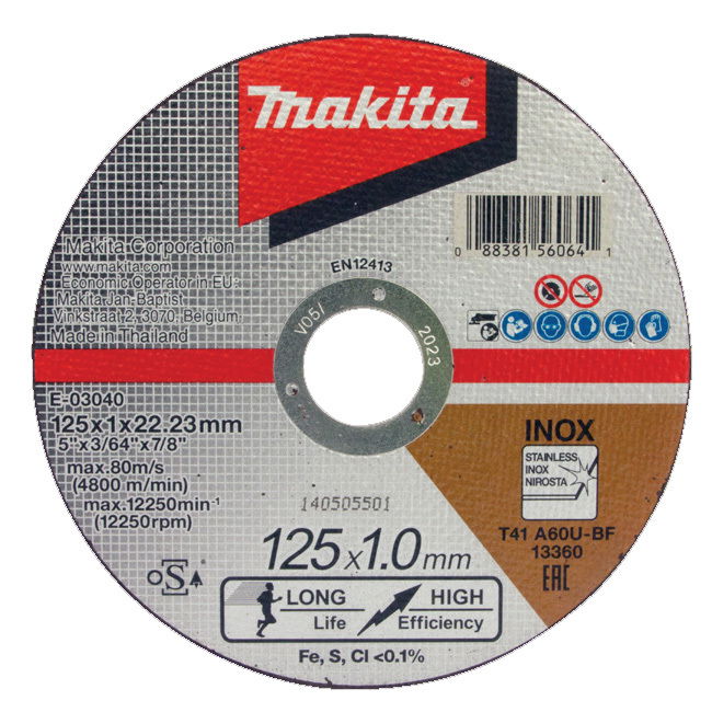 MAKITA Vágókorong Inox 125*1*22,2 mm termék fő termékképe