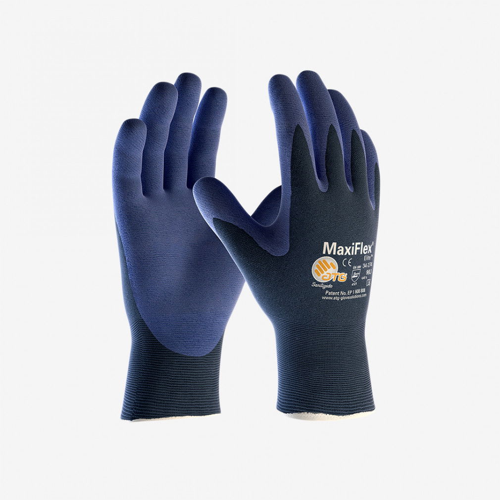 ATG MaxiFlex Elite 34-274 Szerelőkesztyű Nitril Hab Tenyér Kék Lélegző termék fő termékképe